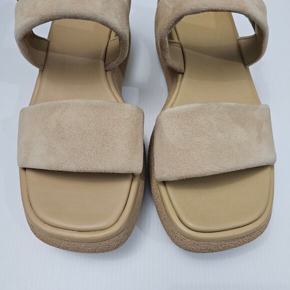 Vince Laguna Platform Slingback Sandal Womens 9.5 Blonde Suede Two Band NEW - Picture 5 of 13